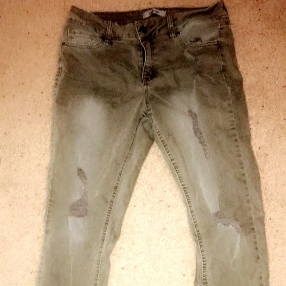 Olive/army green skinny jeans